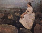 Edvard Munch The Lady sitting the bank of the sea oil on canvas